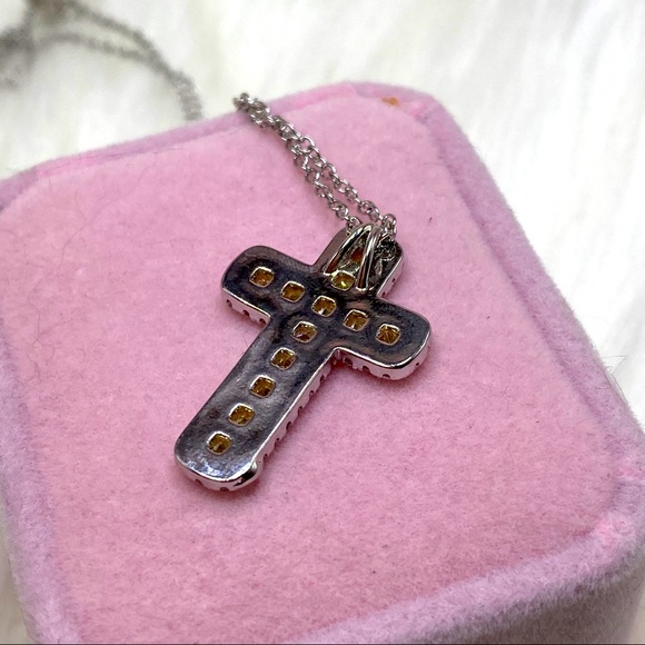 14k white gold Cross necklace diamond 3 CT - Picture 5 of 10